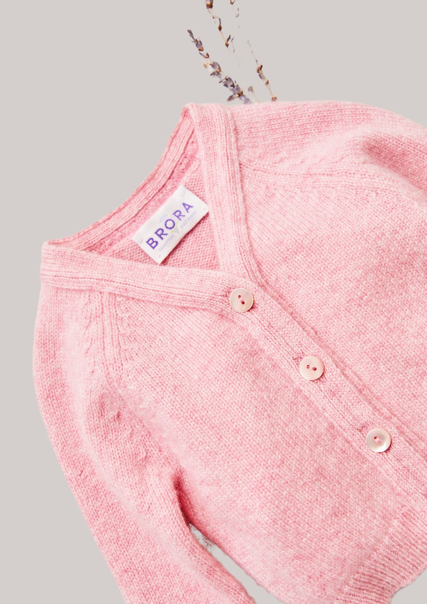 Brora Baby Cashmere Cardigan-Petal