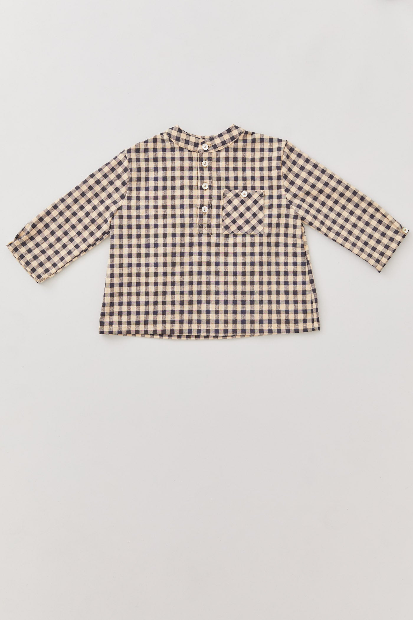Apple Shirt in Latte Check - Designed by Ingrid Lewis - Strawberries & Cream