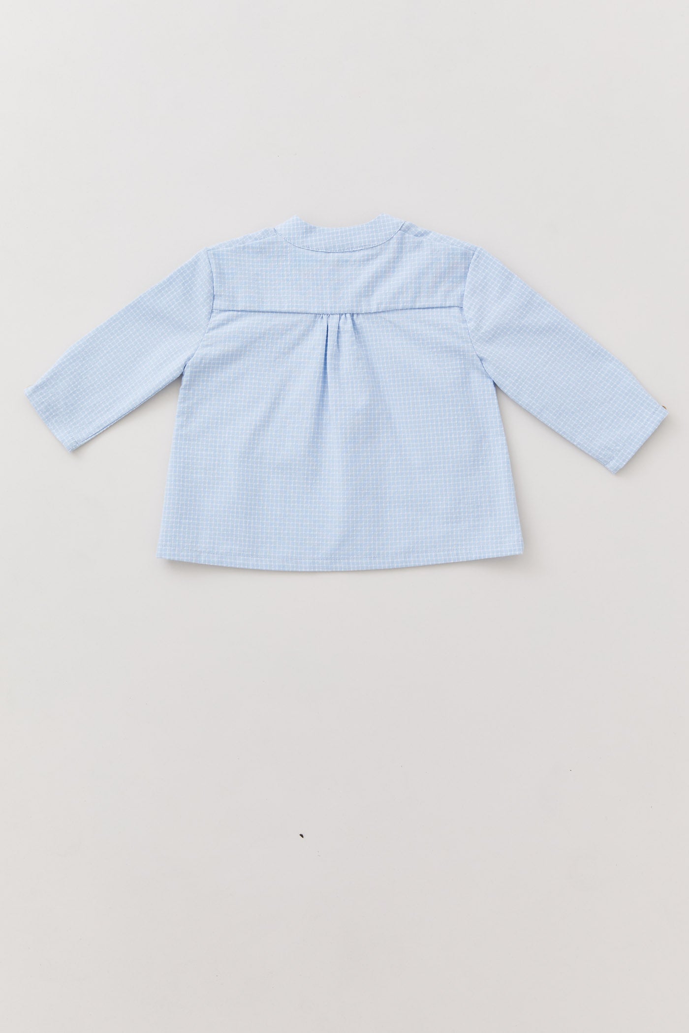 Apple Shirt in Icy Blue Check - Designed by Ingrid Lewis - Strawberries & Cream
