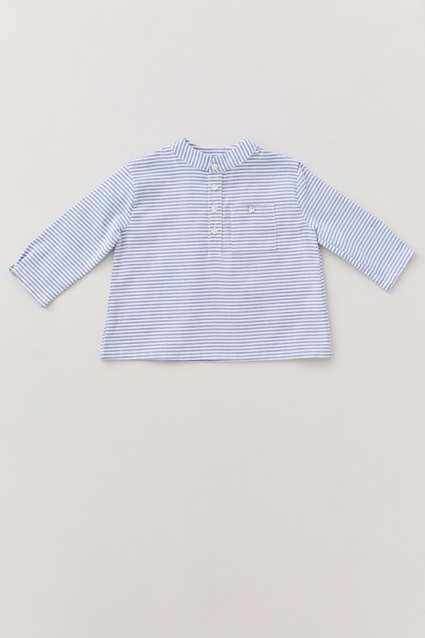 Light Blue White Stripe Baby Apple Shirt - Designed by Ingrid Lewis - Strawberries & Cream
