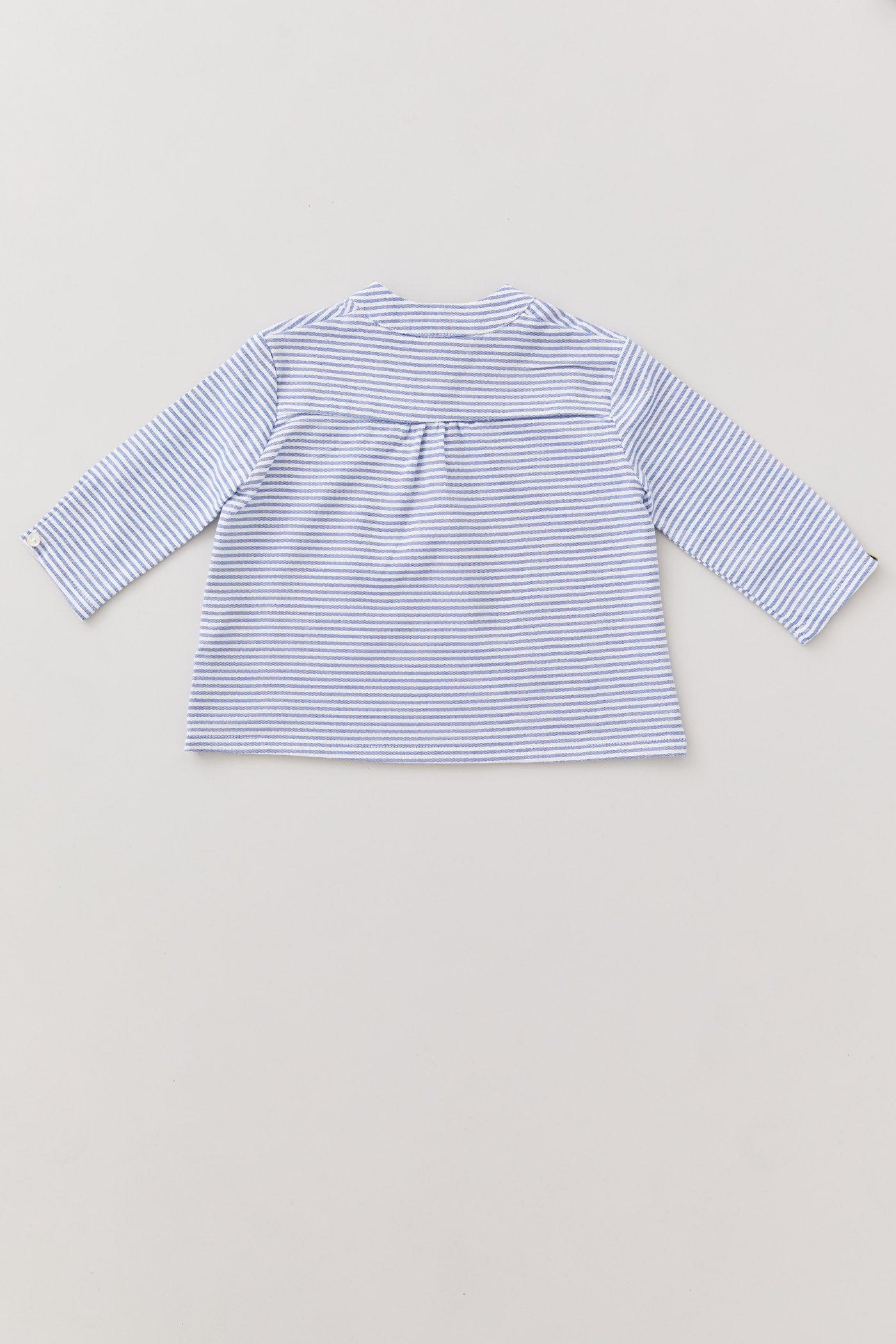 Light Blue White Stripe Baby Apple Shirt - Designed by Ingrid Lewis - Strawberries & Cream