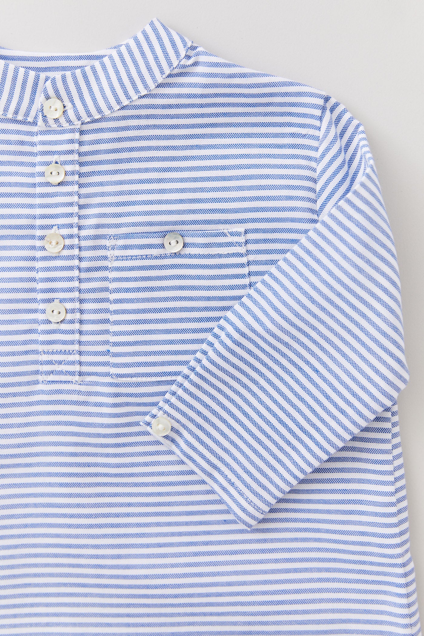 Light Blue White Stripe Baby Apple Shirt - Designed by Ingrid Lewis - Strawberries & Cream