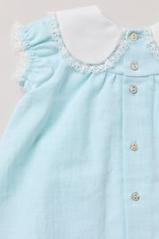 Baby Bubble Dress in Plain Blue Stripes - Designed by Ingrid Lewis - Strawberries & Cream