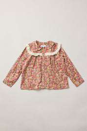 Cranberry Blouse Retro Florets - Designed by Ingrid Lewis - Strawberries & Cream