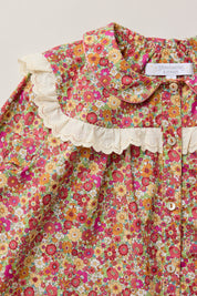 Cranberry Blouse Retro Florets - Designed by Ingrid Lewis - Strawberries & Cream