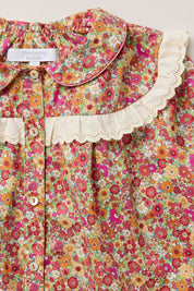 Cranberry Blouse Retro Florets - Designed by Ingrid Lewis - Strawberries & Cream