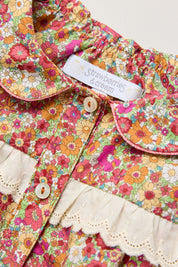 Cranberry Blouse Retro Florets - Designed by Ingrid Lewis - Strawberries & Cream