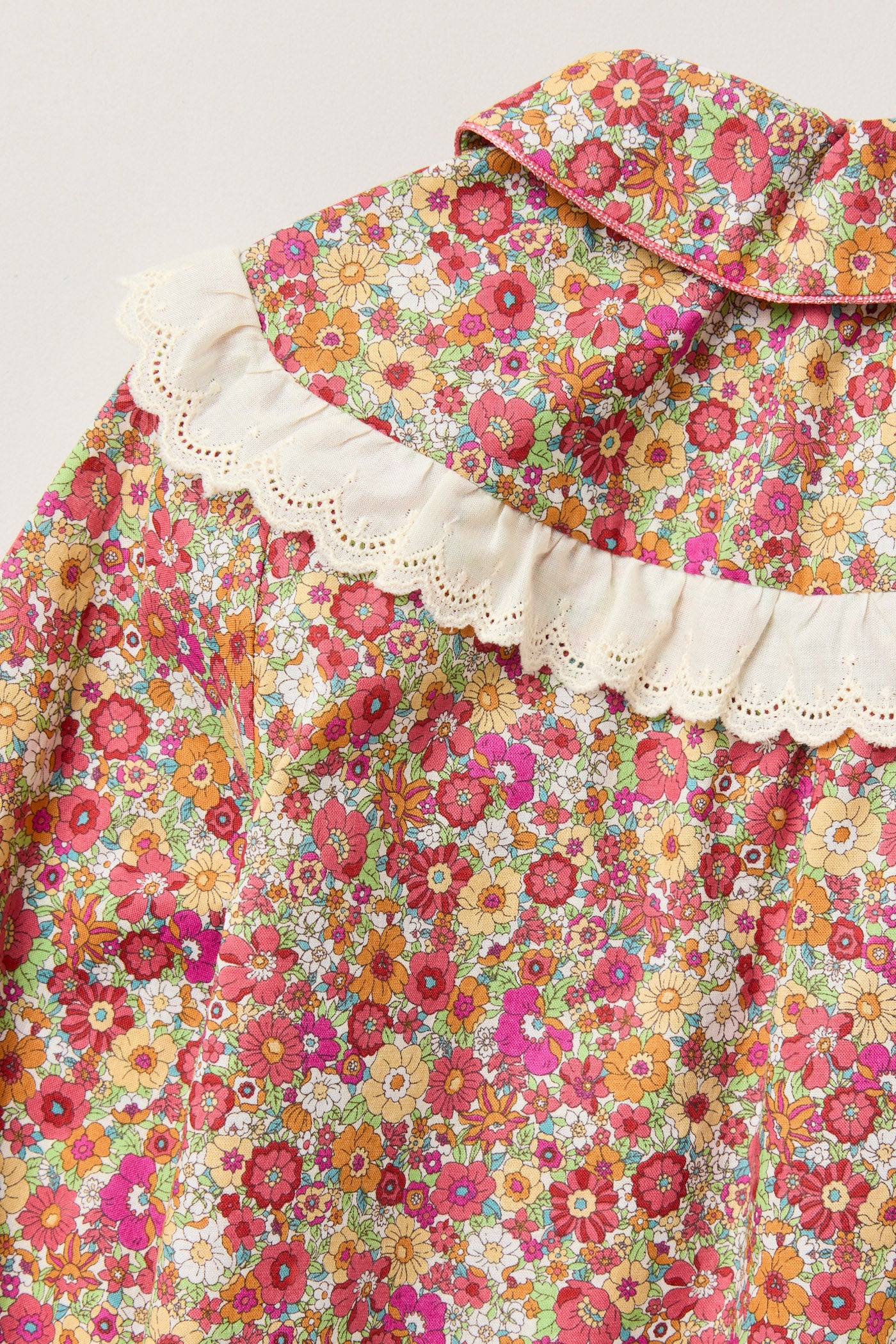 Cranberry Blouse Retro Florets - Designed by Ingrid Lewis - Strawberries & Cream