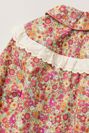 Cranberry Blouse Retro Florets - Designed by Ingrid Lewis - Strawberries & Cream