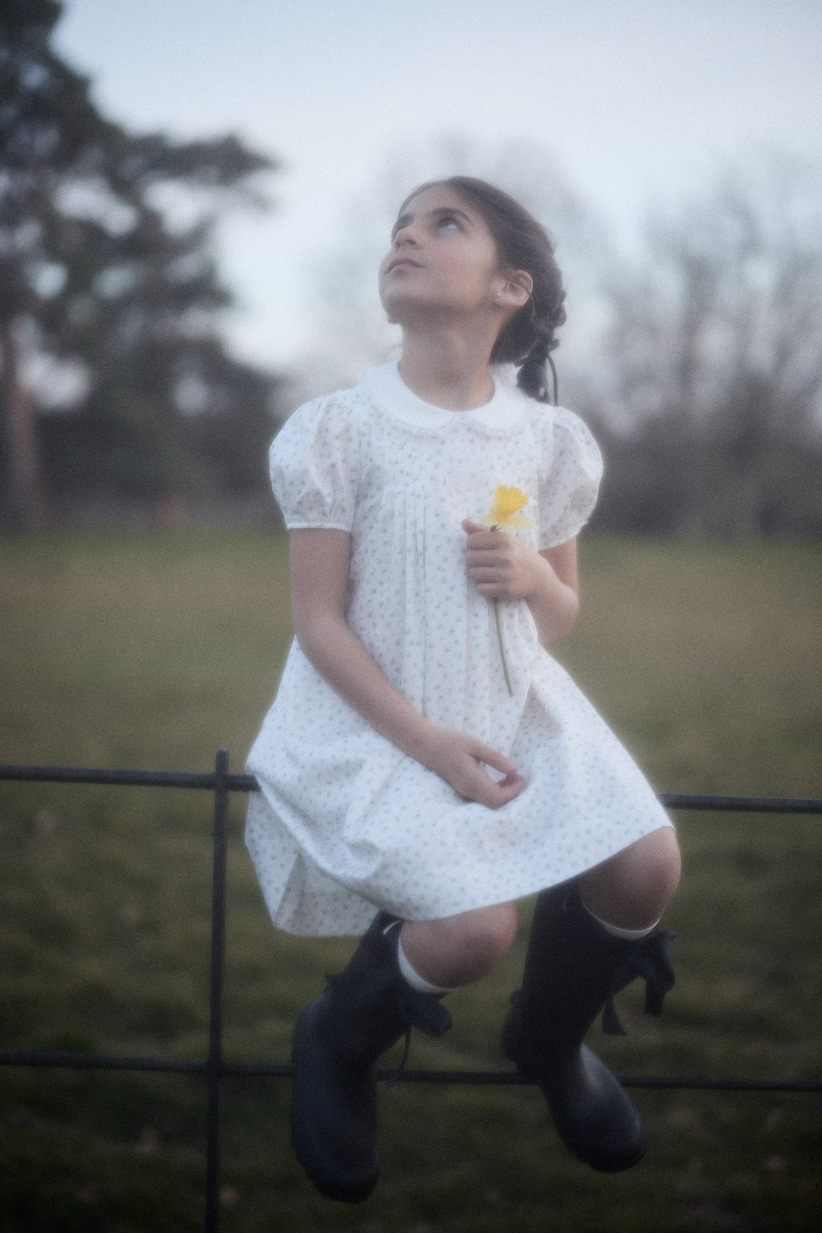 Eloise Dress in Blue Petit Rose - Designed by Ingrid Lewis - Strawberries & Cream