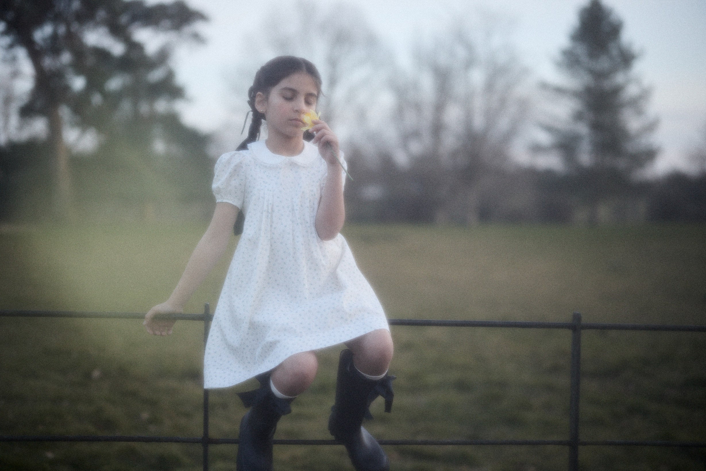 Eloise Dress in Blue Petit Rose - Designed by Ingrid Lewis - Strawberries & Cream