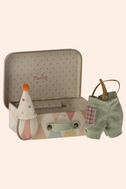 Maileg -  Little Brother Mouse - Clown Clothes in Suitcase - Strawberries & Cream