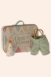 Maileg -  Little Brother Mouse - Clown Clothes in Suitcase - Strawberries & Cream