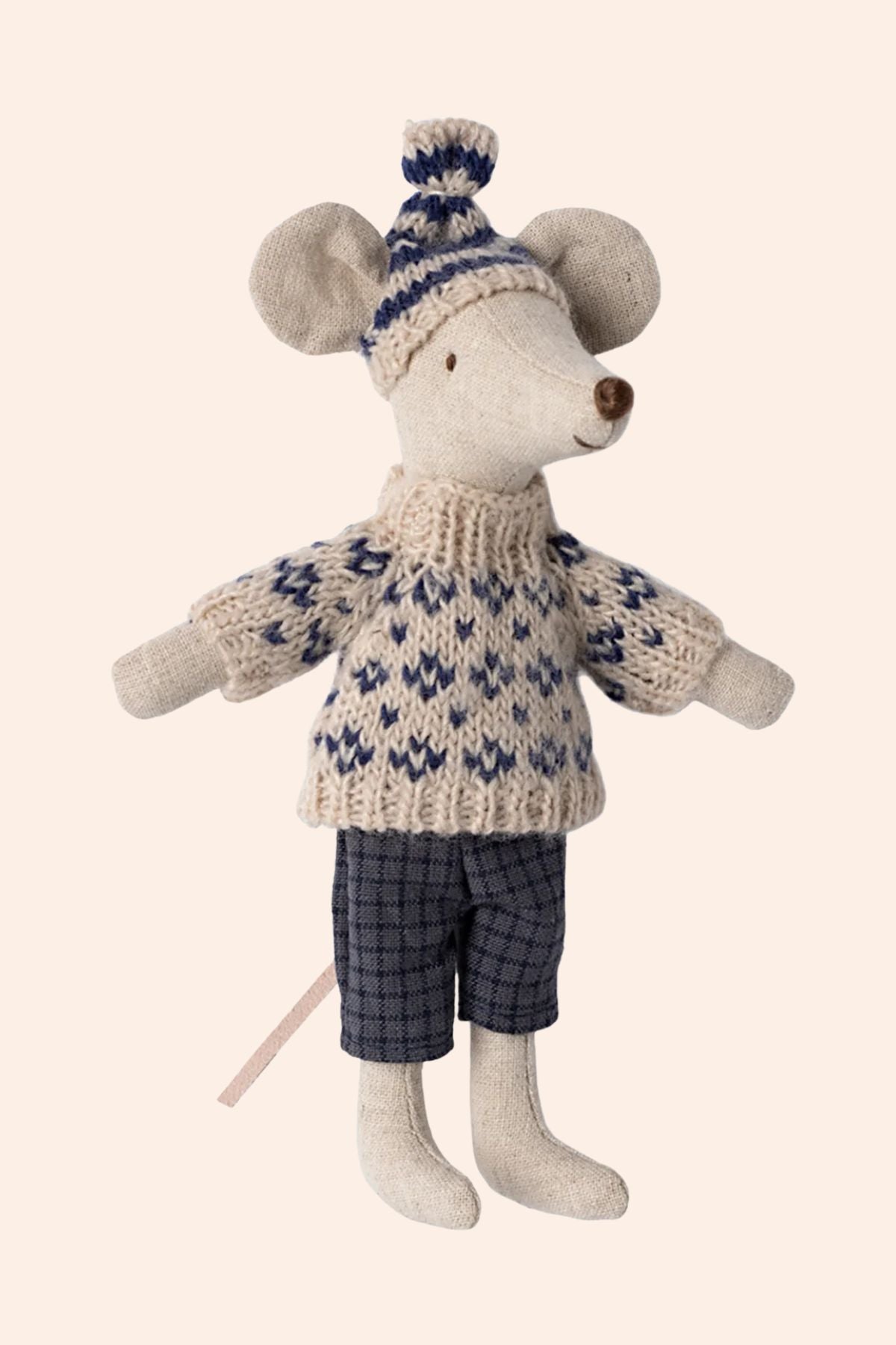 Maileg - Winter Mouse With Ski Set - Dad - Blue - Strawberries & Cream