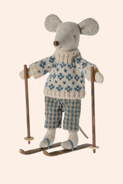 Maileg - Winter Mouse With Ski Set - Dad - Strawberries & Cream
