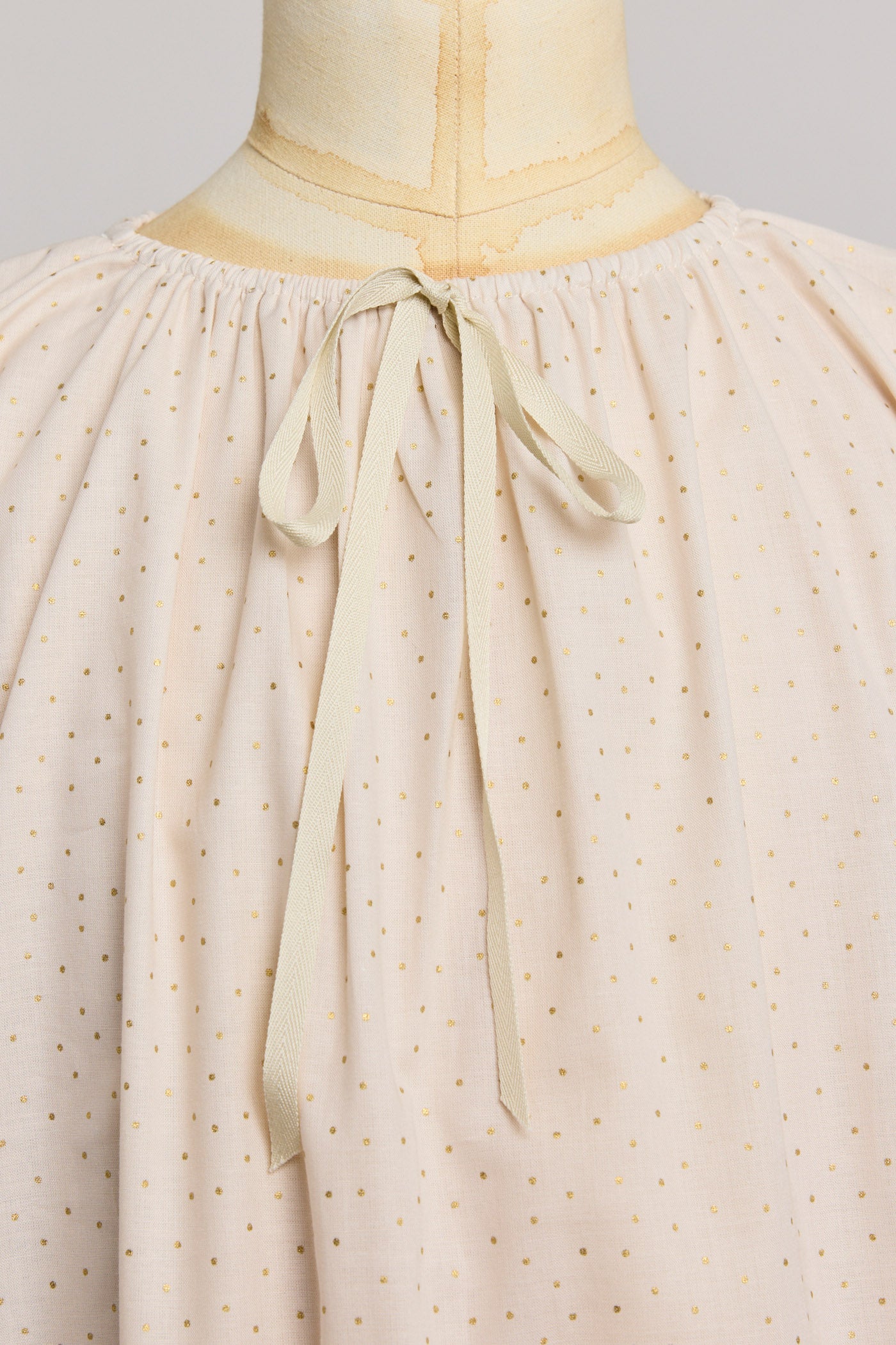 Moon Night Dress In Beige Gold Dots - Designed by Ingrid Lewis - Strawberries & Cream