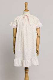 Moon Night Dress In Beige Pink Flower - Designed by Ingrid Lewis - Strawberries & Cream