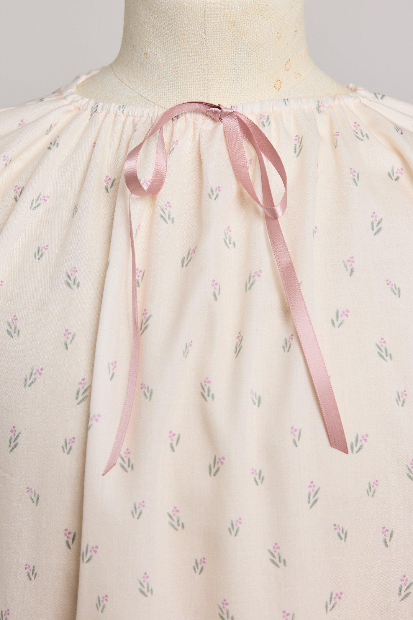 Moon Night Dress In Beige Pink Flower - Designed by Ingrid Lewis - Strawberries & Cream