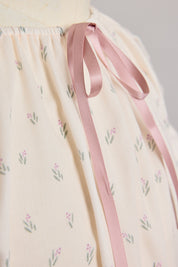 Moon Night Dress In Beige Pink Flower - Designed by Ingrid Lewis - Strawberries & Cream