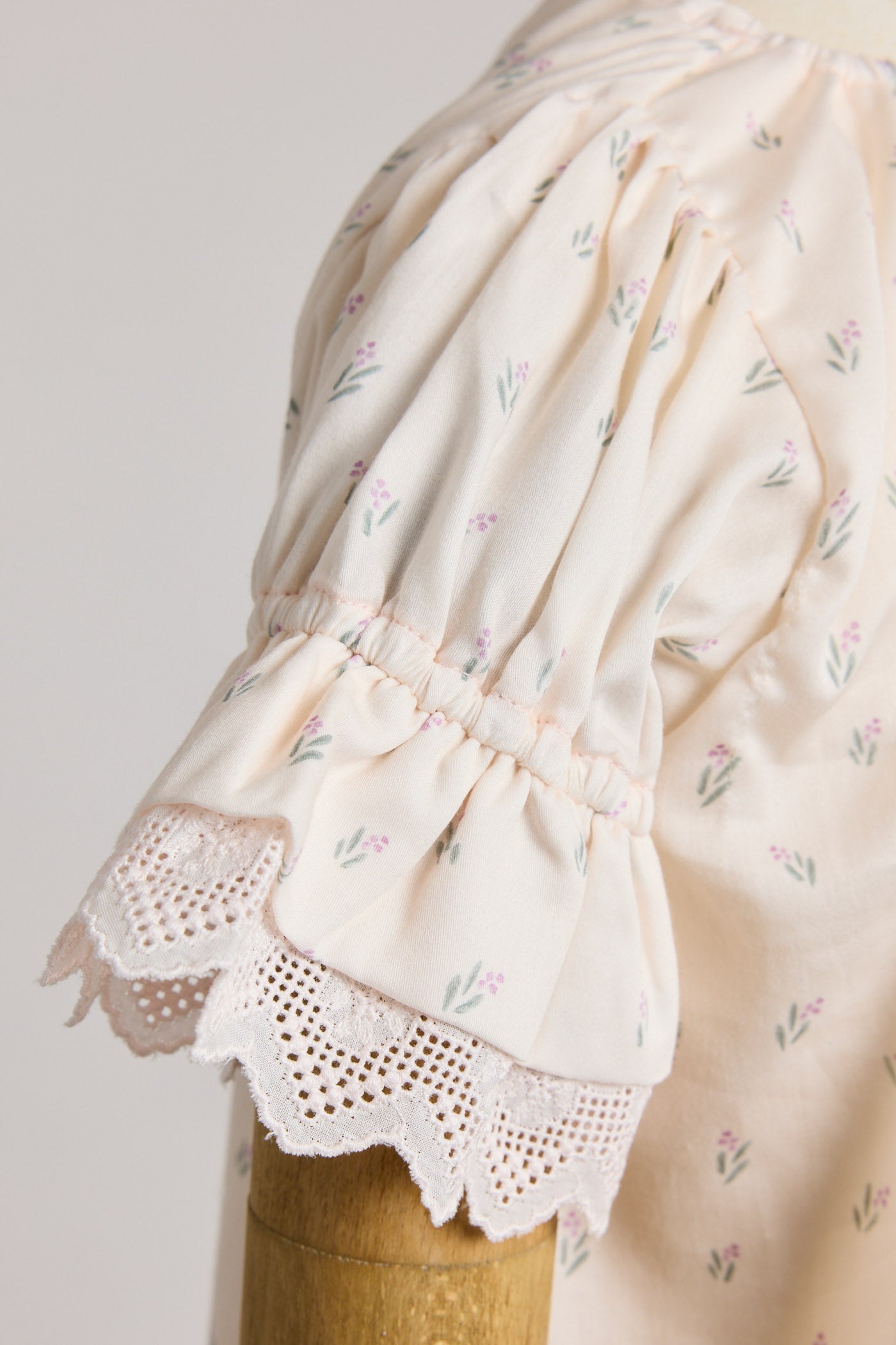 Moon Night Dress In Beige Pink Flower - Designed by Ingrid Lewis - Strawberries & Cream