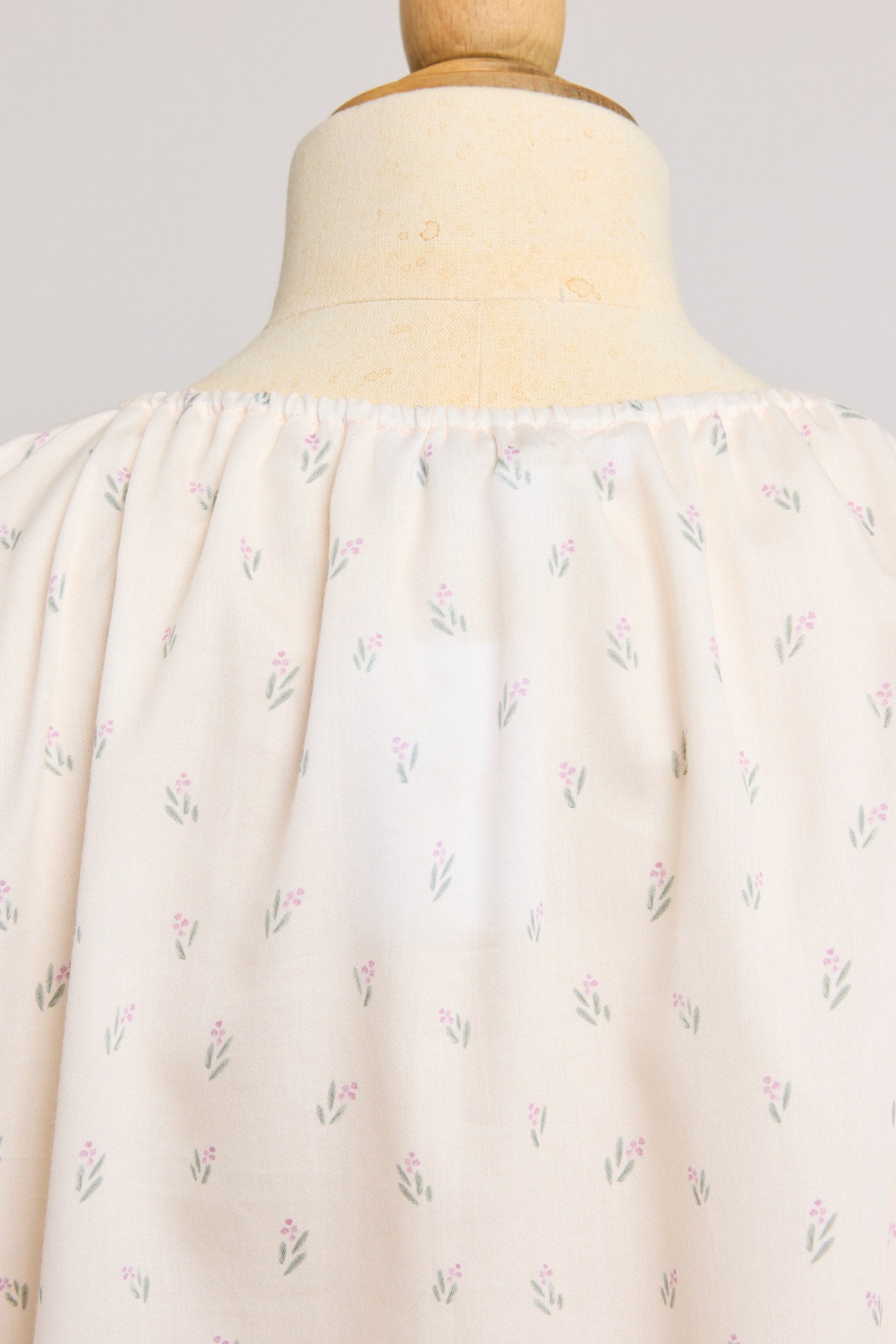 Moon Night Dress In Beige Pink Flower - Designed by Ingrid Lewis - Strawberries & Cream