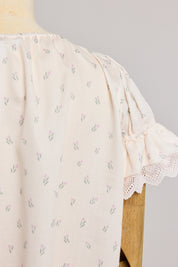Moon Night Dress In Beige Pink Flower - Designed by Ingrid Lewis - Strawberries & Cream