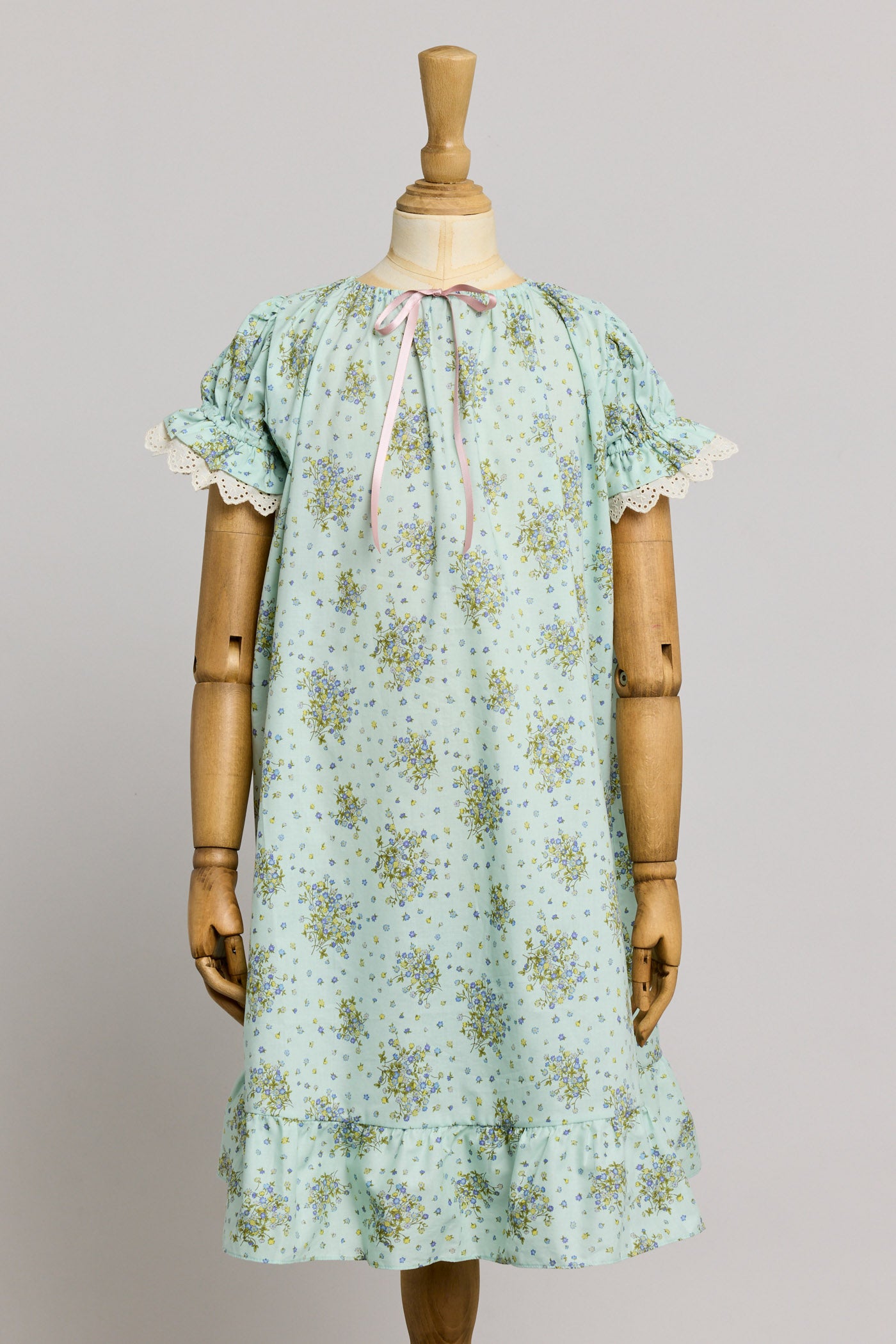 Moon Night Dress In Mint Wild Flowers - Designed by Ingrid Lewis - Strawberries & Cream