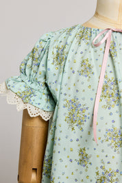 Moon Night Dress In Mint Wild Flowers - Designed by Ingrid Lewis - Strawberries & Cream