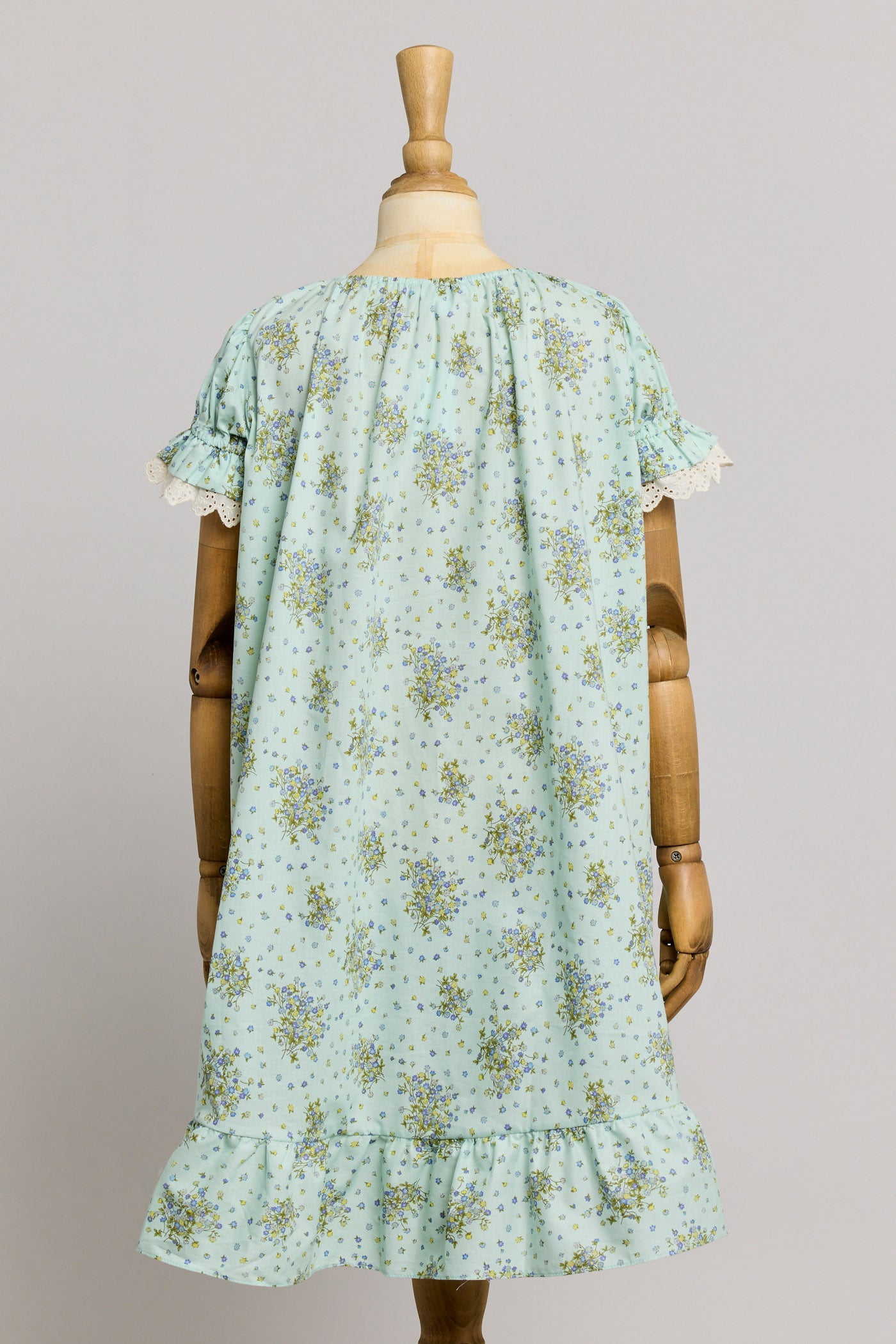 Moon Night Dress In Mint Wild Flowers - Designed by Ingrid Lewis - Strawberries & Cream