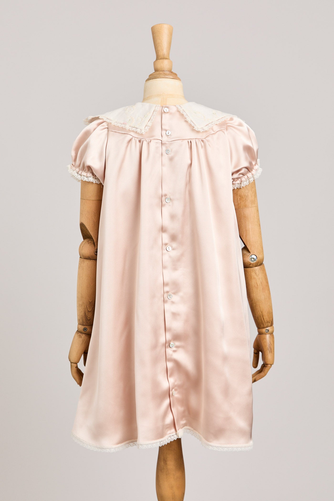 Popcorn Dress in Dusty Pink Satin - Designed by Ingrid Lewis - Strawberries & Cream