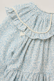 Baby Raspberry Dress in Blue Flower - Designed by Ingrid Lewis - Strawberries & Cream