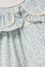 Baby Raspberry Dress in Blue Flower - Designed by Ingrid Lewis - Strawberries & Cream