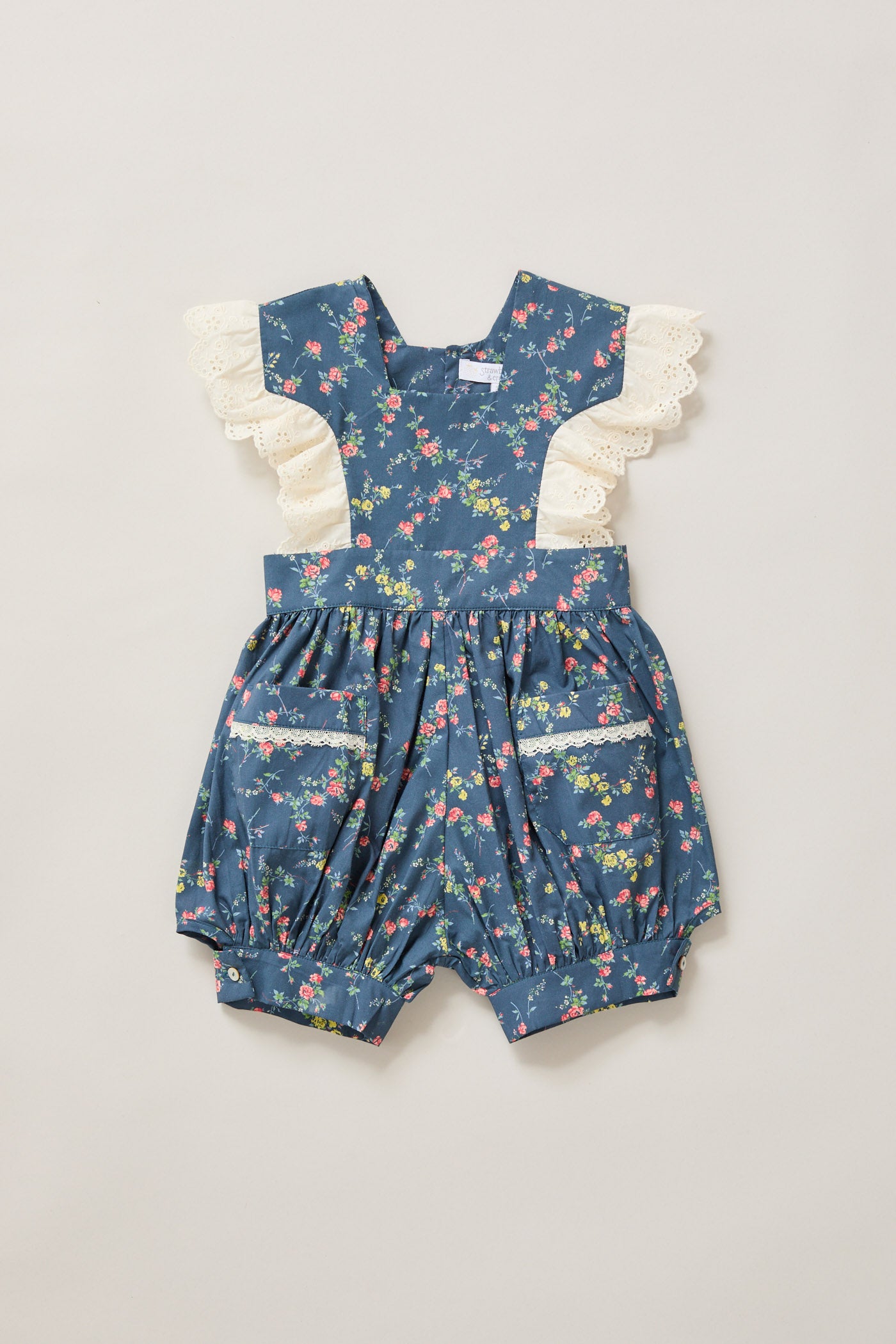 Baby Muffin Romper in Blue Rose Garden