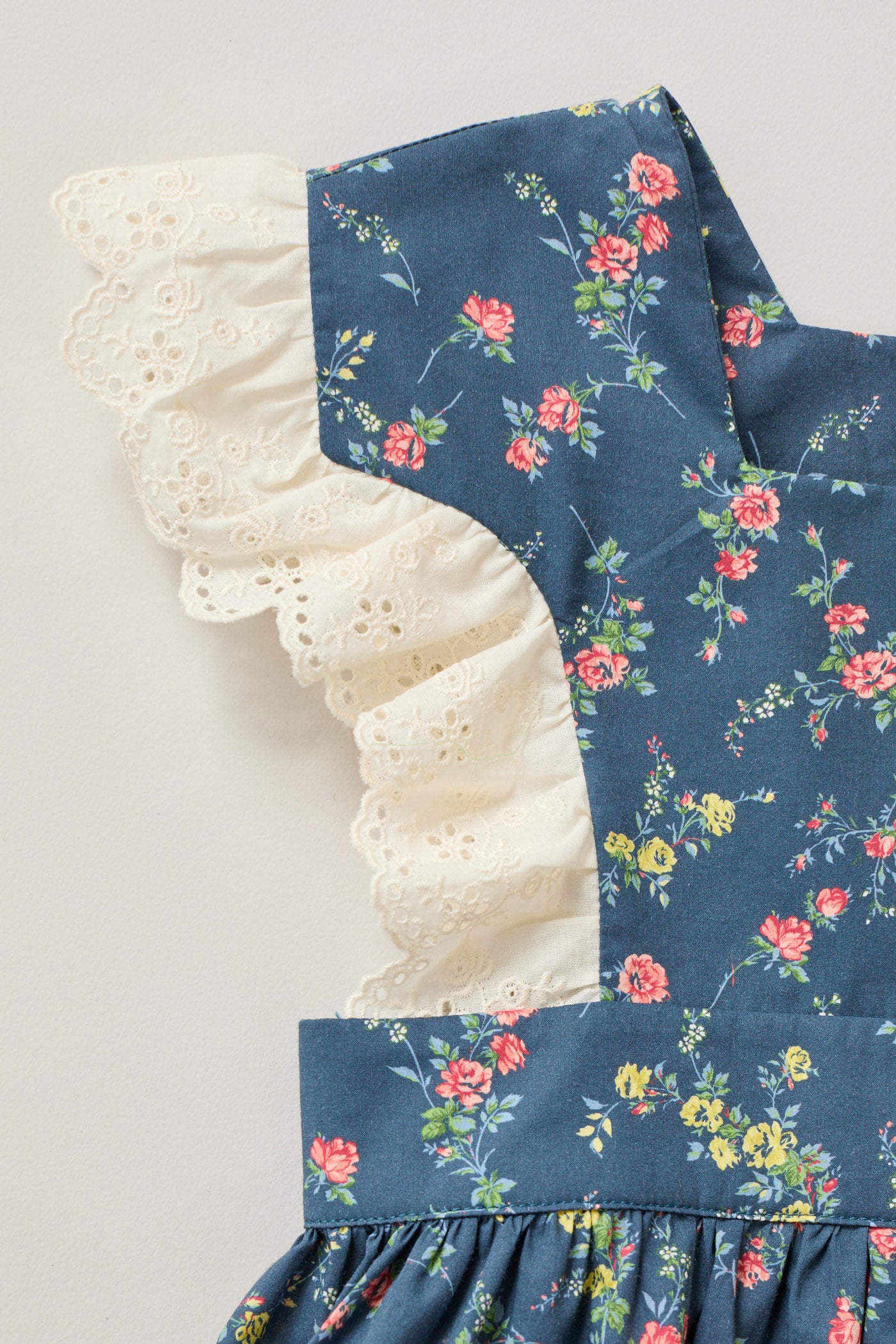Baby Muffin Romper in Blue Rose Garden