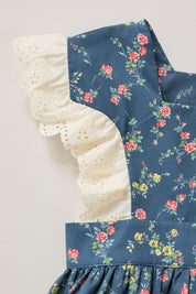 Baby Muffin Romper in Blue Rose Garden