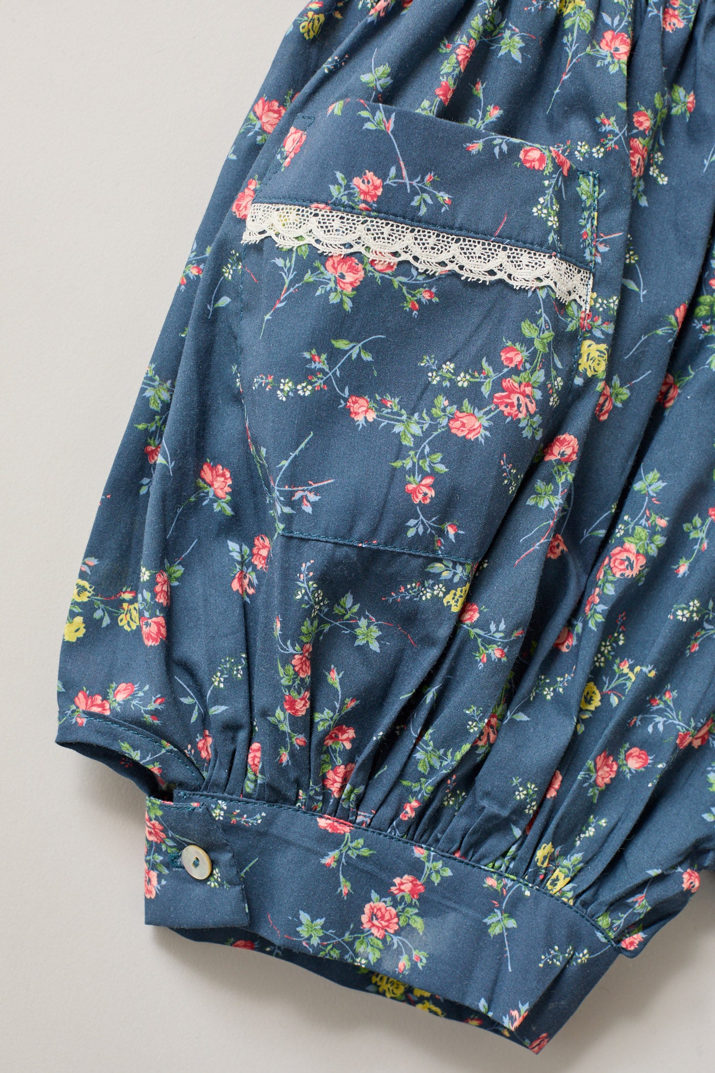 Baby Muffin Romper in Blue Rose Garden