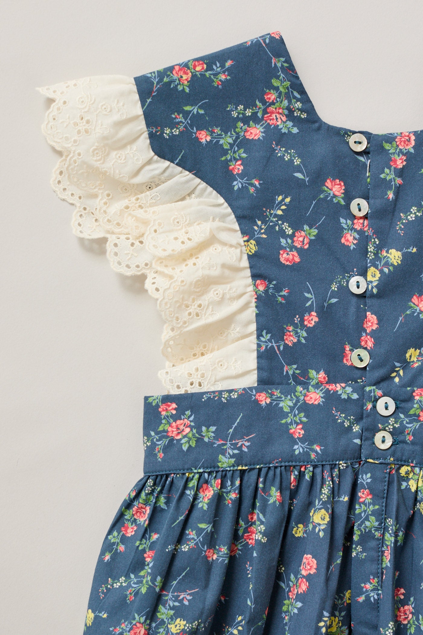 Baby Muffin Romper in Blue Rose Garden