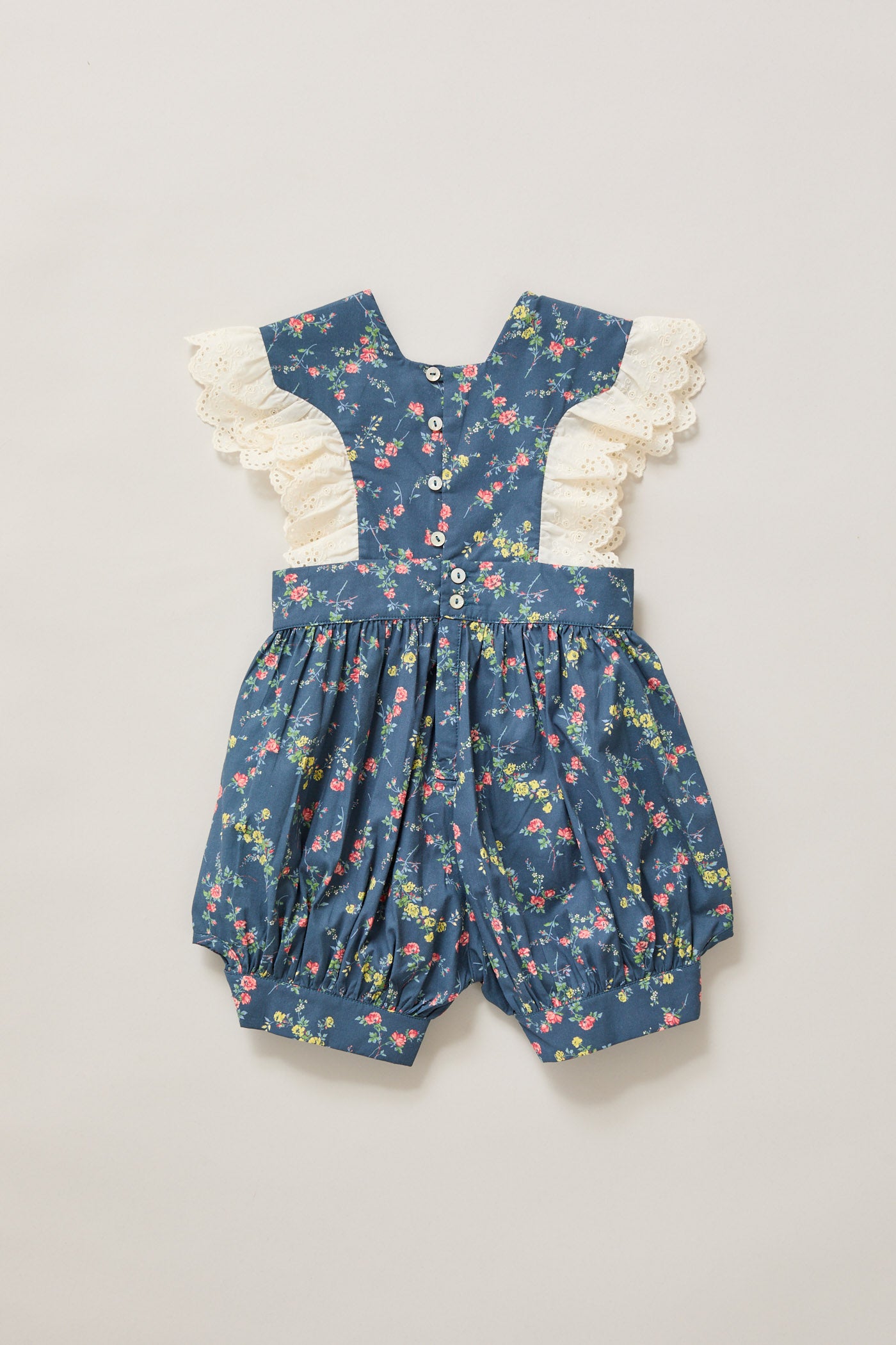 Baby Muffin Romper in Blue Rose Garden