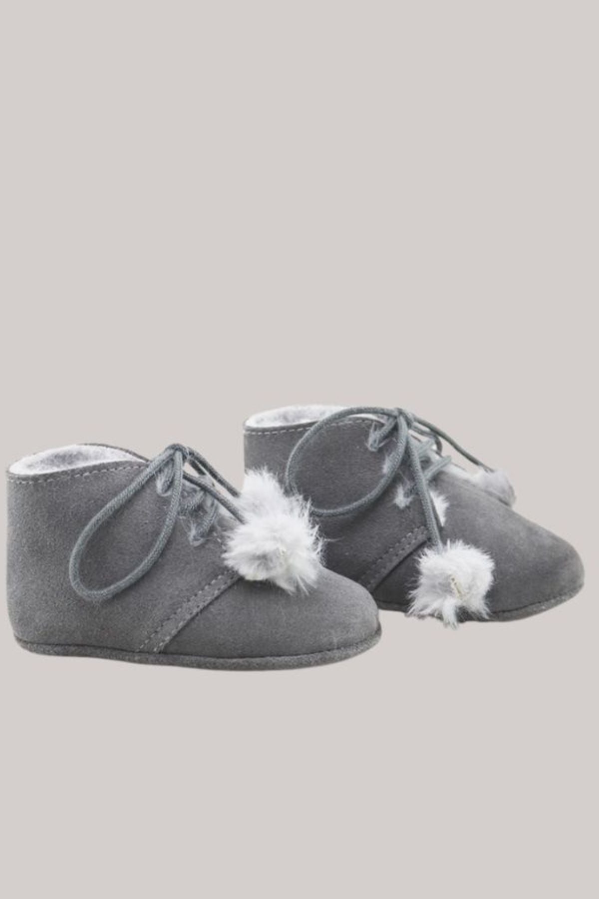 Suede Soft Booties - Grey - Strawberries & Cream
