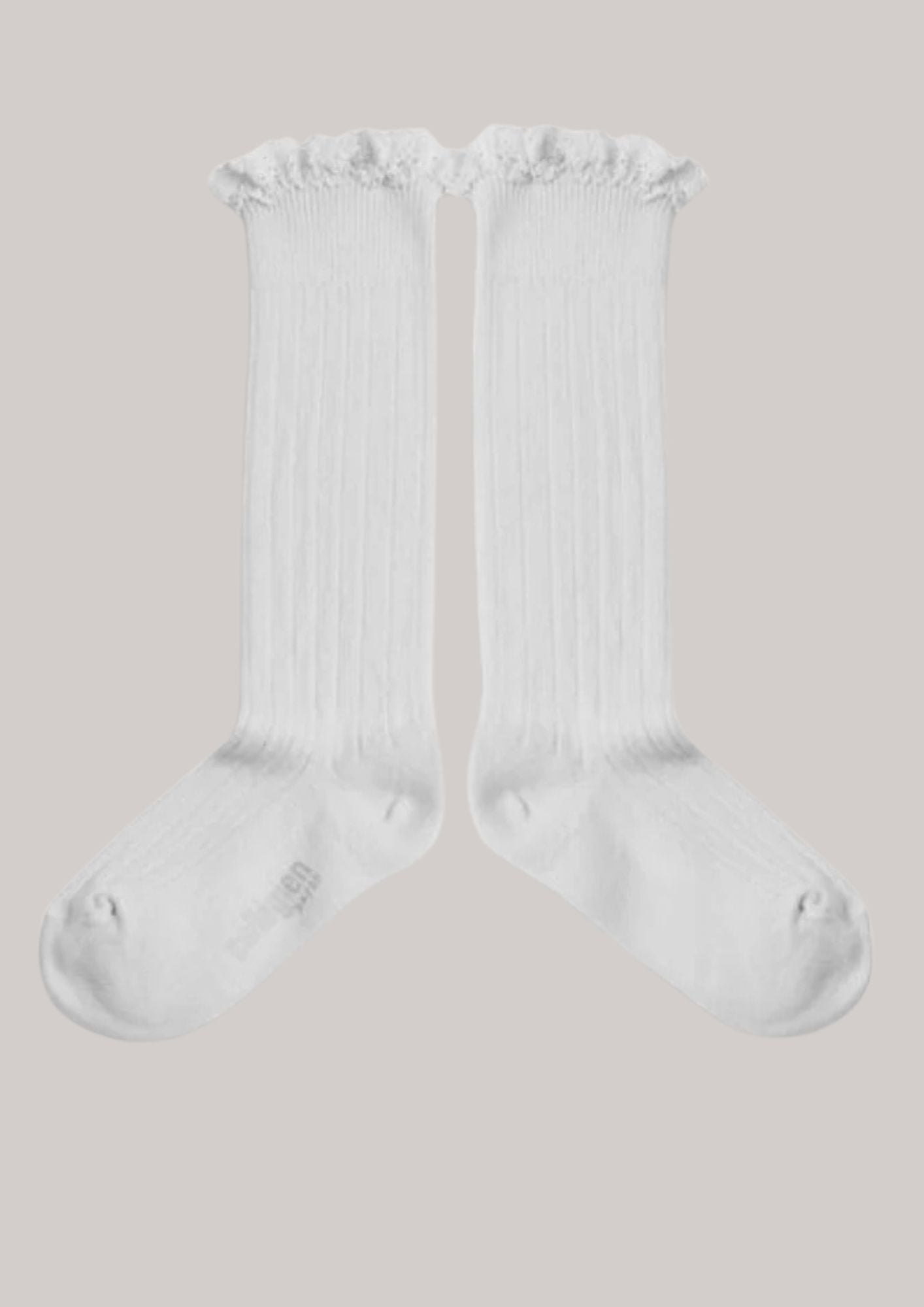 Collégien X Strawberries & Cream - Joséphine Blanc Neige - Knee Socks with Lace