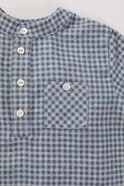 Apple Shirt - Grey-Blue Check