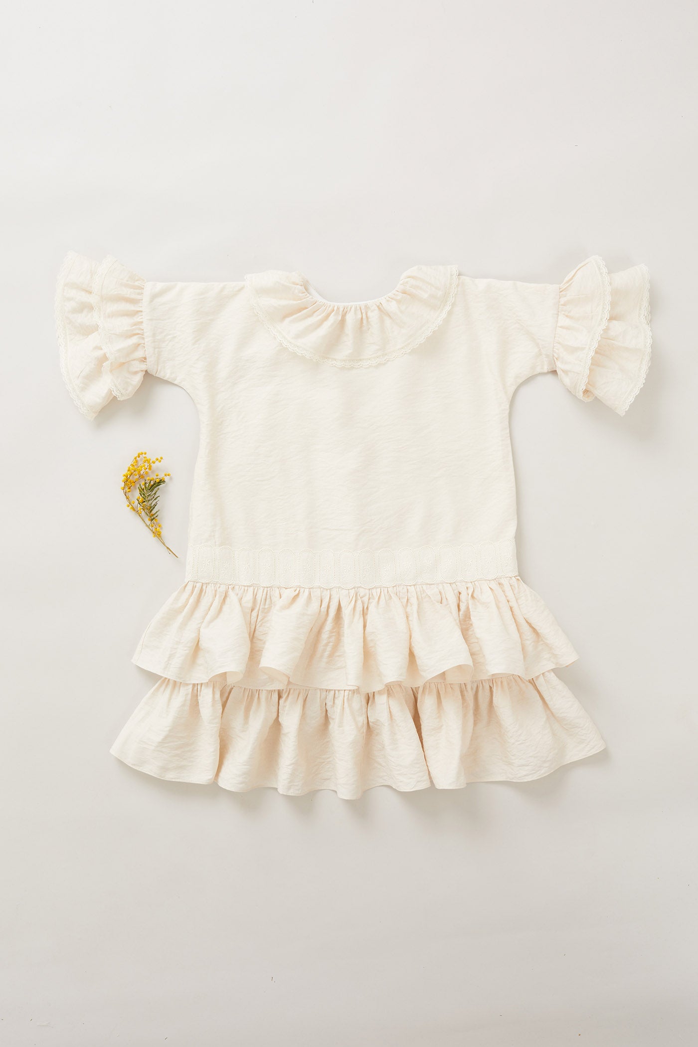 Pastry Dress in Beige Jacquard Strawberries & Cream | The Big Raspberry Co. Ltd Pastry Dress in Beige Jacquard Strawberries & Cream | The Big Raspberry Co. Ltd