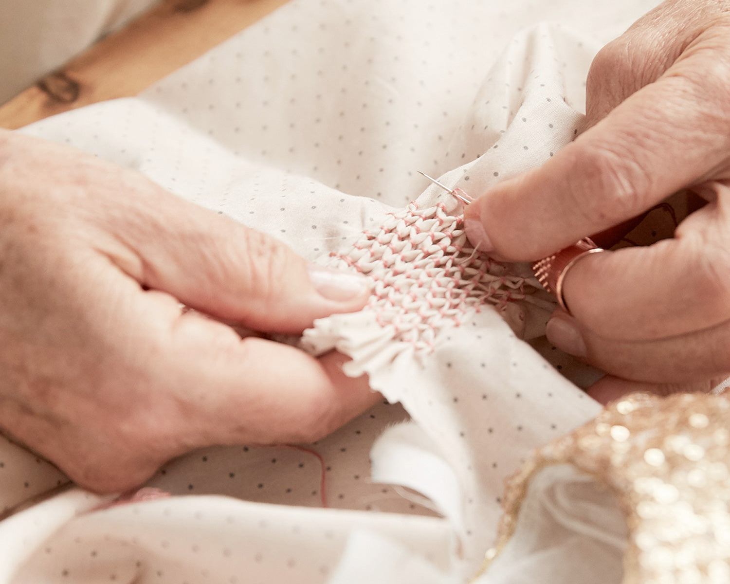 Strawberries & Cream Craftwoman Embroidering