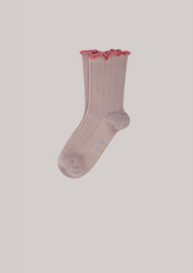 Collégien X Strawberries & Cream - Ambre Vieux Rose - Lettuce Trim Pointelle Merino Wool Socks