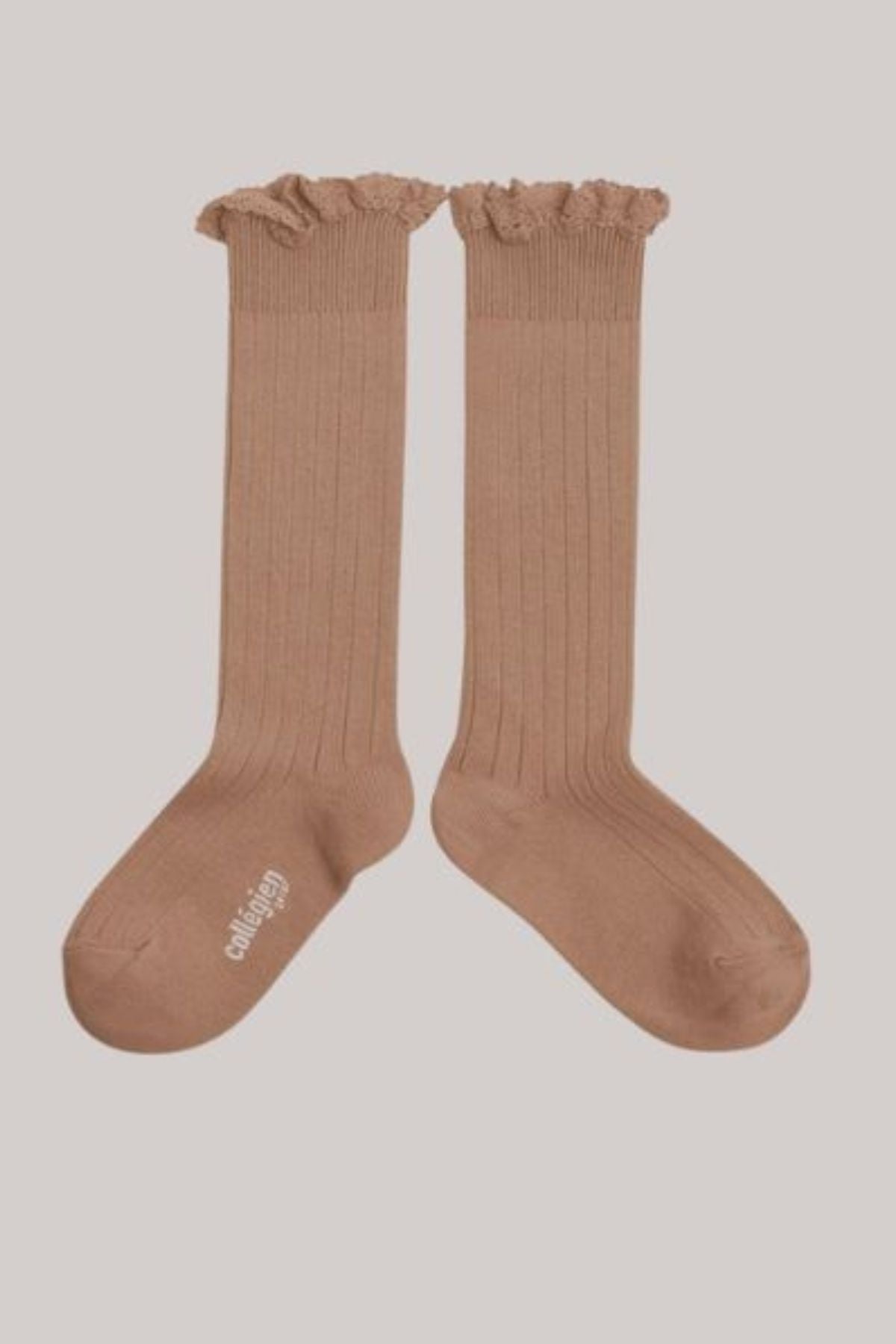 Collégien X Strawberries & Cream - Joséphine Petite Taupe - Knee Socks with Lace