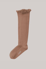 Collégien X Strawberries & Cream - Joséphine Petite Taupe - Knee Socks with Lace