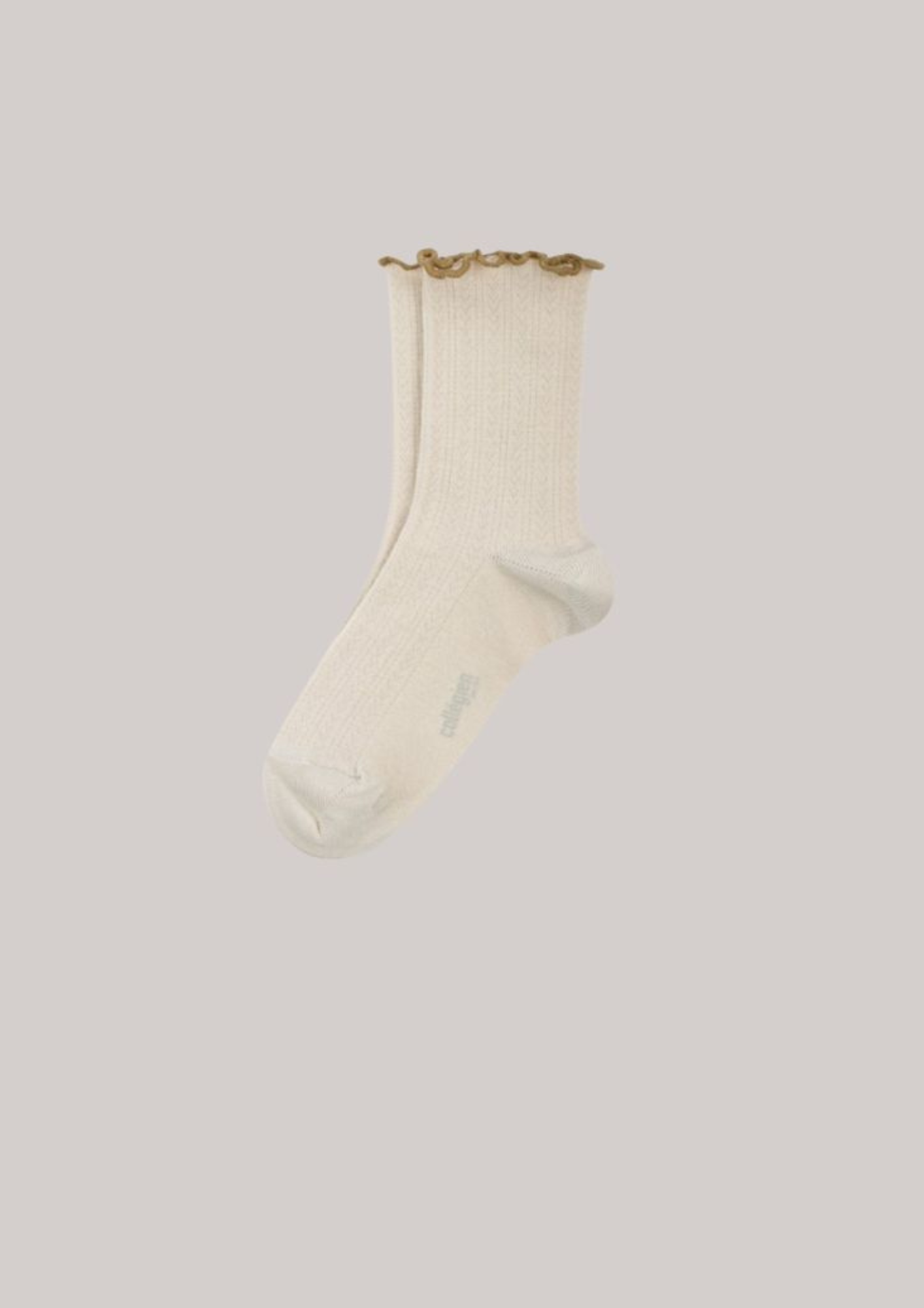 Collégien X Strawberries & Cream - Ambre Doux Agneaux - Lettuce Trim Pointelle Merino Wool Socks