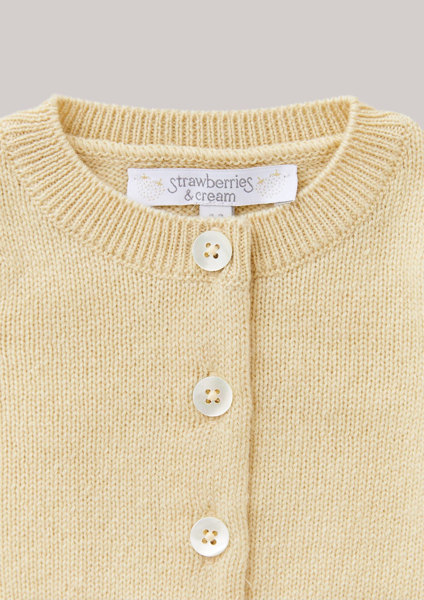 Cashmere Round Neck Baby Cardigan Buttermilk