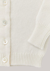 Cashmere Round Neck Baby Cardigan White