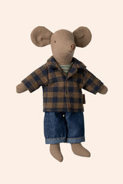Maileg - Brown, checked shirtand pants, Dad Mouse